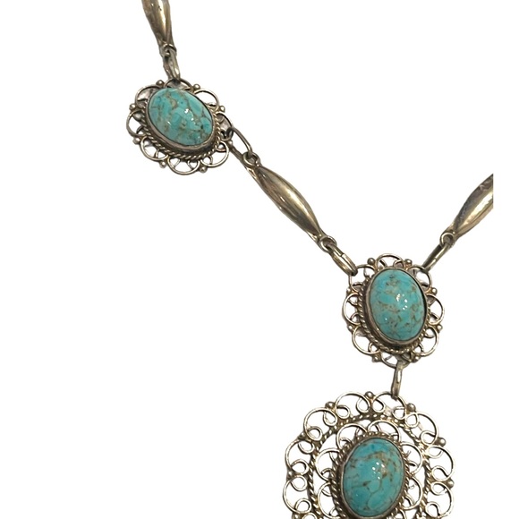 Plata De Jalisco VHLC Guad Mex 925 sterling RARE turquoise necklace southwestern - Picture 5 of 11
